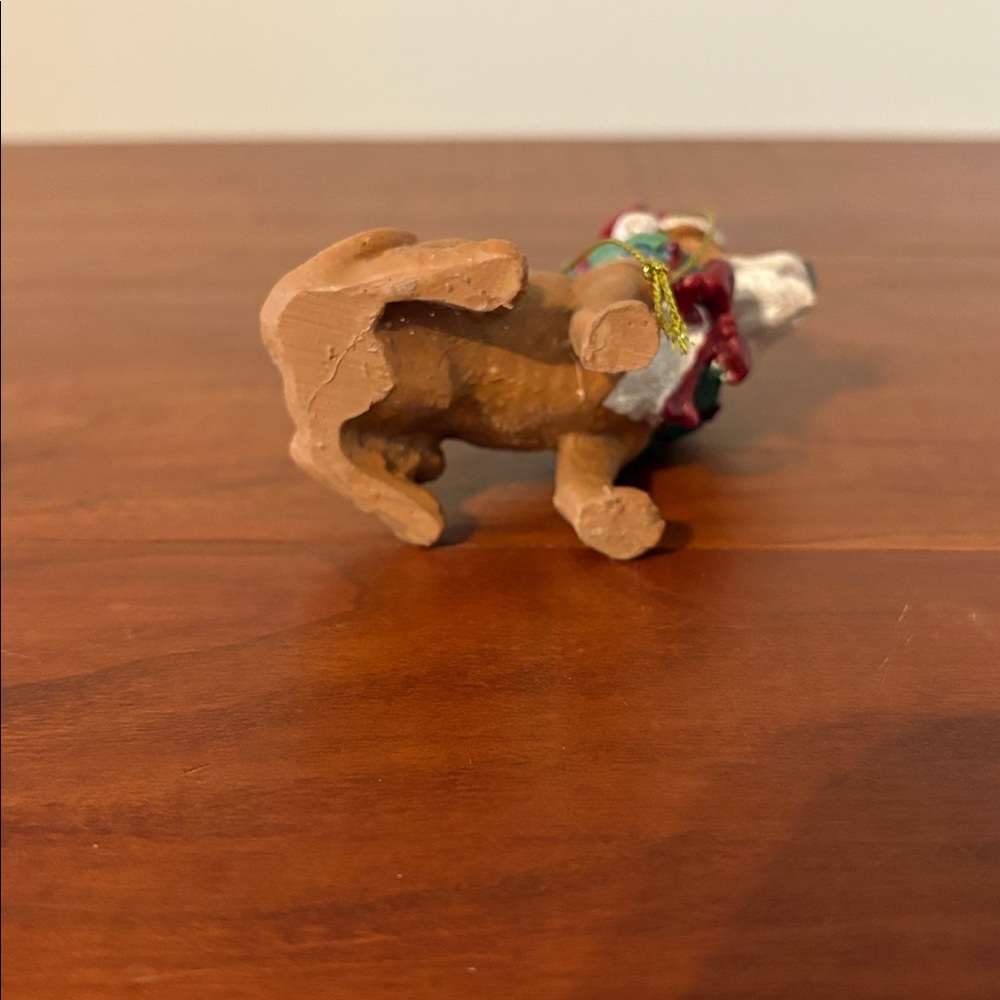 Dog Christmas Ornament Bulldog Terrier Figurine Santa Hat Resin Holiday Decor - Picture 5 of 6